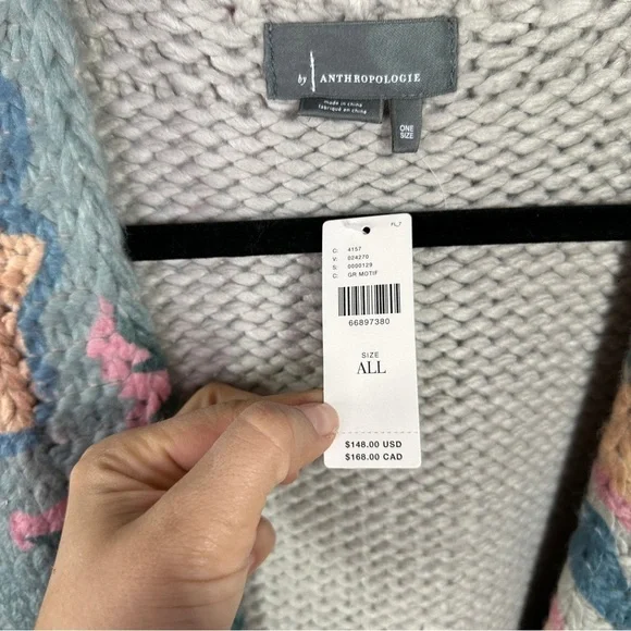 NWT Anthropologie Pink and Blue Braided Sweater sz OS - Picture 5 of 6